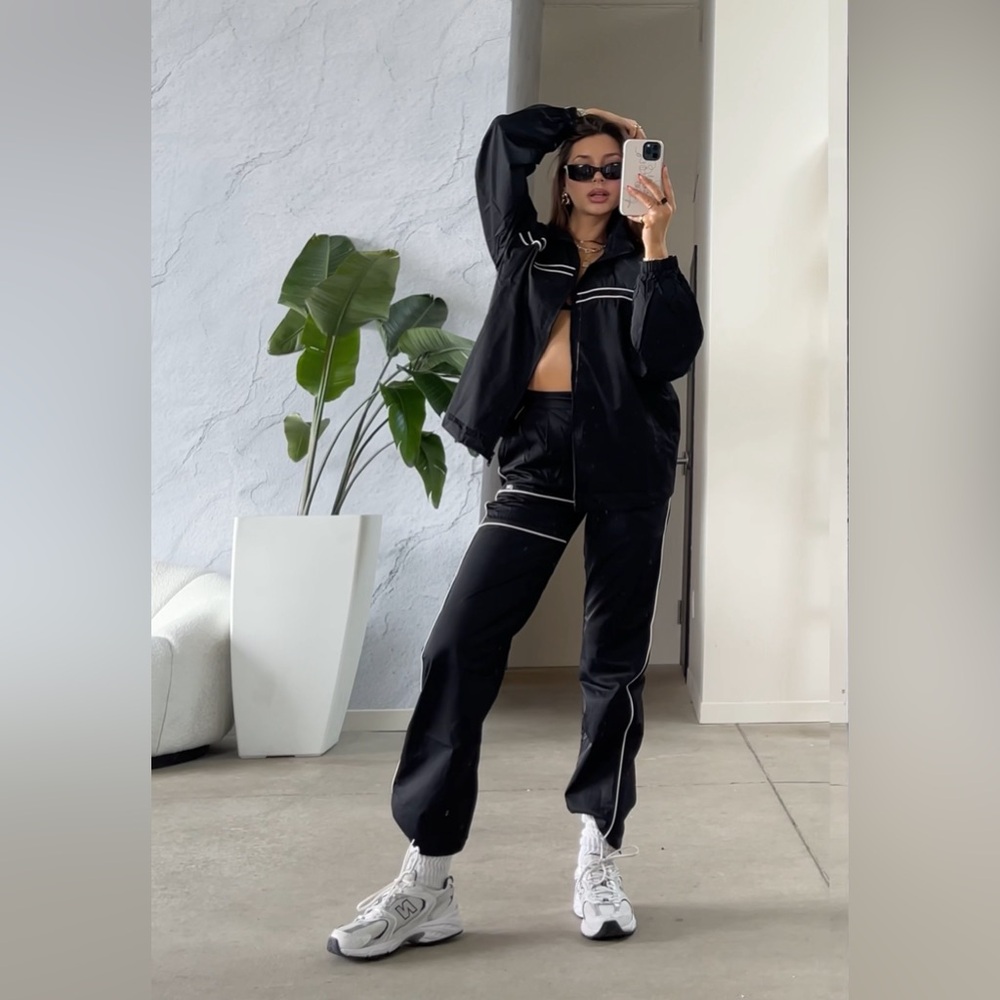 Black nylon joggers